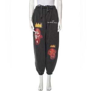 Jean-Michel Basquiat Crown Skull Graphic Sweatpants Joggers Size Small